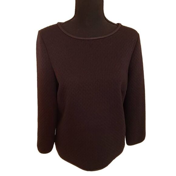 Max Studio Womens Long-Sleeve Scoop Neck Solid Black Top Medium - Picture 2 of 10